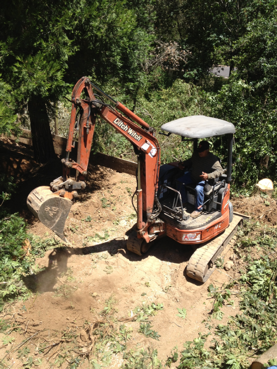 Excavator in action