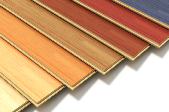 Set of color wooden laminated construction planks